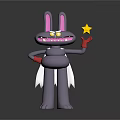 Purple Cartoon Rabbit Character With Long Ears Yellow Star Red Gloves And White Cape