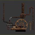 Steampunk Style Motorcycle With Mechanical Gears Pipes And Industrial Design Elements