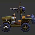 Modern gun car cartoon gun car cartoon racing 3d model