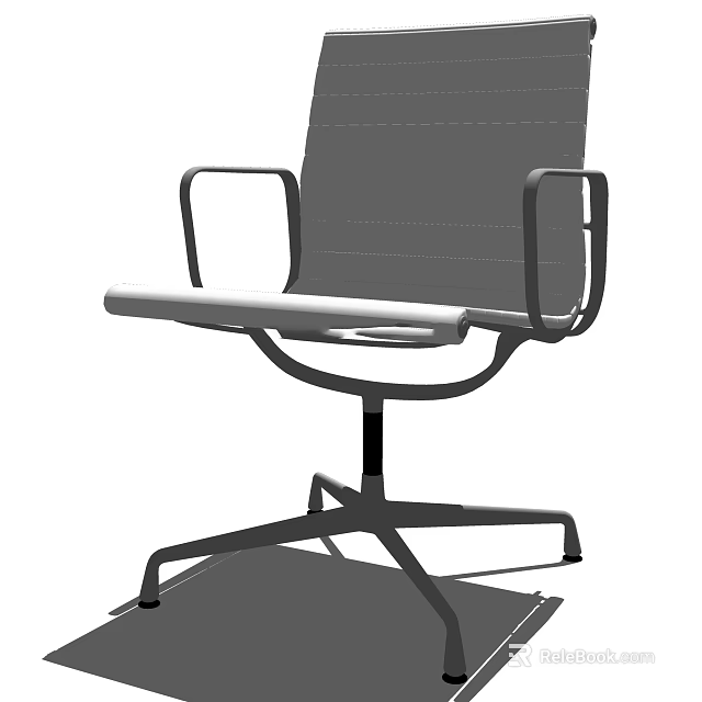 Modern Office Chair With Striped Backrest Armrests And Five Point Base Wheels 3d model 