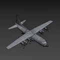 U.S. Air Force Military Transport Aircraft with Four Propellers and Wing Structure
