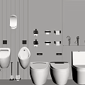 Modern Bathroom Suite With White Toilets Urinals And Wall Mounted Fixtures