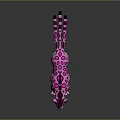 Pink Feline Fantasy Creature with Purple Spots Pointed Ears Mane and Long Tail White Paws