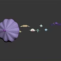 Decorative Fantasy Weapons with Star Flower Gem Umbrella Sword Wand and Fan Designs