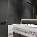 Modern Minimalist Bathroom Interior With Wooden Walls Toilet Marble Countertop