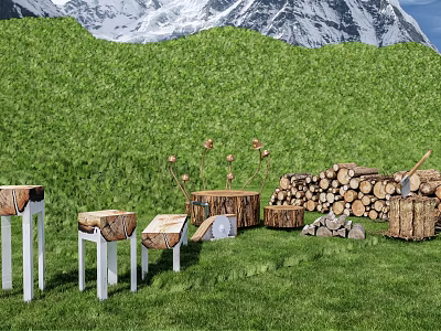 firewood heap chopping wood 3d model firewood heap chopping wood 3d model