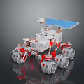 Lunar Terrain Surface With Solar Panel Equipped Rover And Six Wheels 3d model