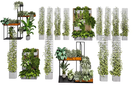 Modern Green Plant Wall Decorative Stand Flower Stand Outdoor Green Plant Stand Balcony Flower Stand Balcony Plant Climbing Stand Balcony Wall Flower Stand Plant Stand 3d model