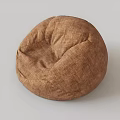 Brown Round Bean Bag Chair With Linen Texture And Comfortable Design 3d model