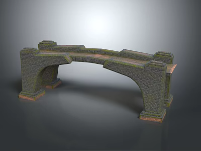Stone Bridge Architectural Structure With Stone Masonry Arched Design And Parapet Pedestals 3d model