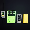 Multi Colored Electronic Devices With Digital Displays And Control Buttons