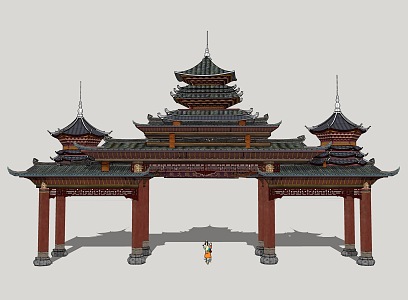 Chinese style archway classical archway 3d model