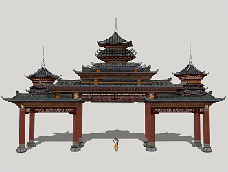 Chinese style archway classical archway 3d model
