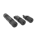 Three Black Plastic Connectors With Tubular Design For Mechanical Connection Use