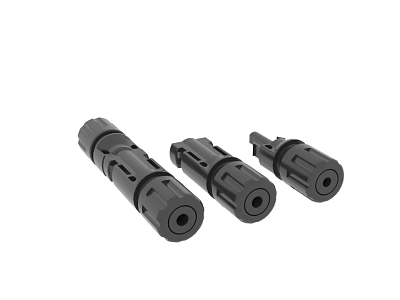 Three Black Plastic Connectors With Tubular Design For Mechanical Connection Use 3d model