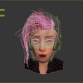 Game And Movie Character With Pink Hair Mechanical Headgear And Red Eyes