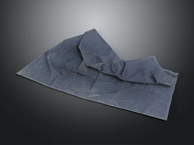 Gray Hair Fabric Material Folded On Black Background Textile 3d model
