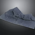 Gray Hair Fabric Material Folded On Black Background Textile