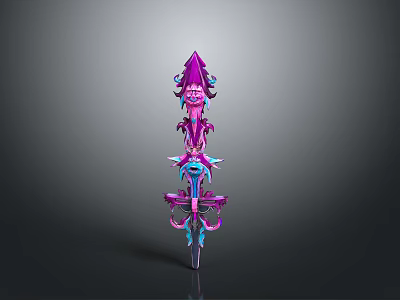 Decorative Fantasy Weapon With Purple Blue Hues And Intricate Ornate Design Elements 3d model