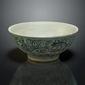 White Ceramic Bowl With Blue Green Traditional Patterns For Daily Household Use