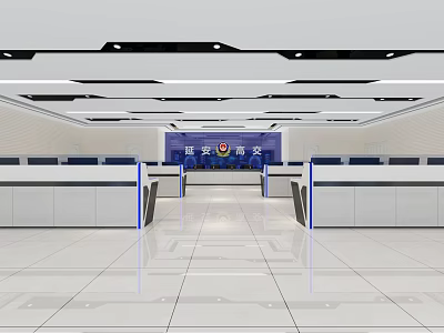 Modern Control Room Interior With Multiple Monitor Screens And Control Desks 3d model