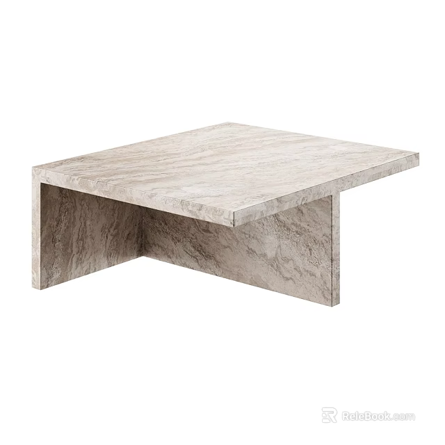 Modern Marble Coffee Table With Sleek Light Tone Design And Smooth Surface 3d model