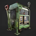 Green Industrial Mobile Equipment Featuring Control Panel Wheels And Ventilation 3d model