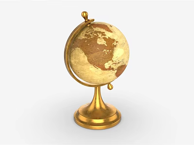 Vintage Golden Base Globe Decorative Ornament For Home Office 3d model