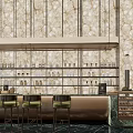 Luxurious Modern Hotel Lobby Interior With Green Armchairs Sofa And Bookshelves