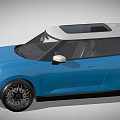 Stylish Blue Compact Car With White Roof Modern Design And Black Wheels