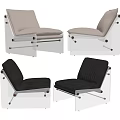 Modern Leisure Chair Designs With Black Leather And White Fabric Upholstery And Metal Frame