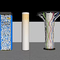 Modern Decorative Columns With Illuminated Welcome Design White Yellow Dots And Colorful Intertwined Curves