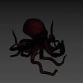 Giant Pinkish Purple Octopus Game Movie Character With Glowing Yellow Eyes And Tentacles With Suckers