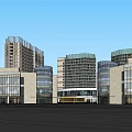 Modern Office Building Complex With Glass Facade And High Rise Structures
