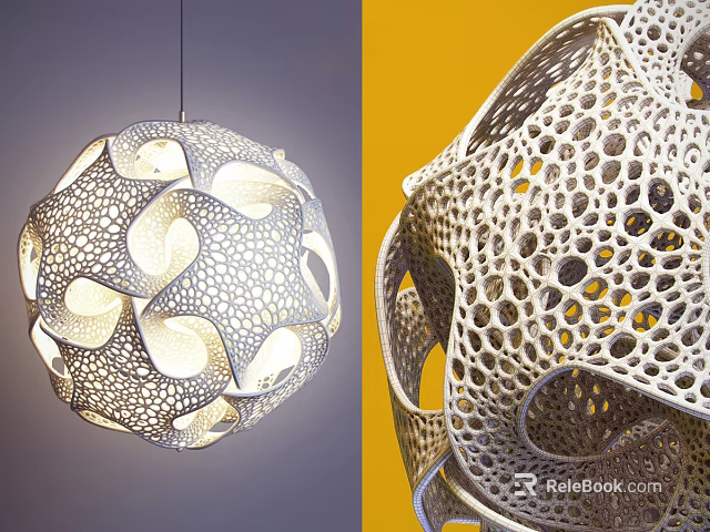 Abstract Pendant Light With Spherical Design Hollow Holes And Illuminated Structural Details 3d model 