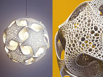 Abstract Pendant Light With Spherical Design Hollow Holes And Illuminated Structural Details 3d model