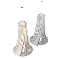 Elegant Decorative Ceiling Drapery with Soft Flowing Fabric in Beige and Gray Tones