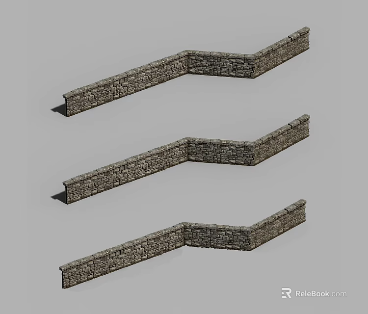 Stone Building Exterior Wall With Three L shaped Corner Structures Design 3d model
