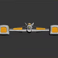Futuristic Spacecraft Design Featuring Silver Body Yellow Thrusters And Reflective Surface 3d model