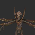 Mysterious Insect Like Fantasy Game Character With Large Wings Elongated Body And Decorative Patterns