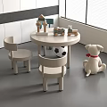 Round Kids Table With Matching Chairs Building Blocks Books and Soccer Ball in Modern Room