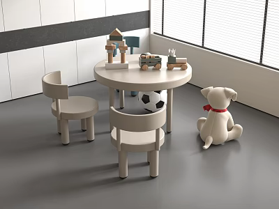 Modern Children Table and Chair Doll Football 3d model
