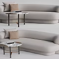 Modern Multiplayer Sofa Curved Sofa Coffee Table 3d model
