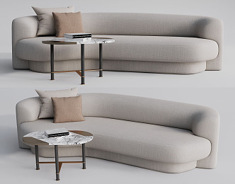 Modern Multiplayer Sofa Curved Sofa Coffee Table 3d model