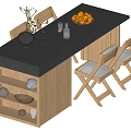 The combination of dining tables and chairs in the island of ancient wind 3d model