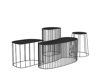 Modern Coffee Tables With Metal Frame And Various Shapes For Living Room 3d model