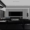 Modern Open Concept Living And Dining Room With Sofa Dining Table And Round Pendant Light