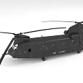 Black US Army Military Helicopter With Twin Rotor And Heavy Transport Design