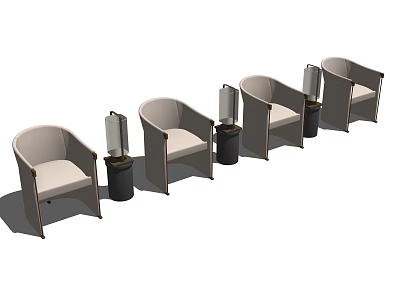 Modern Luxury Chair And Table Set With Table Lamps Arranged In A Row 3d model