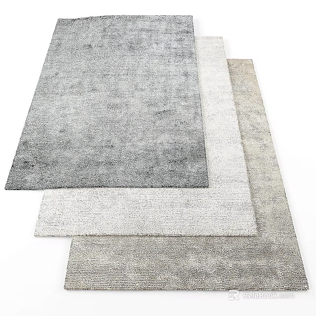 Neutral Gray Square Rugs with Textured Patterns for Modern Living Spaces 3d model